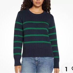 NWT Green and Navy Striped Crewneck Sweater  XL
